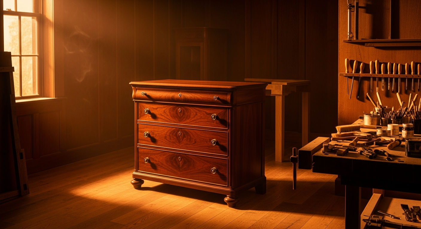 Beautifully lit furniture restoration studio